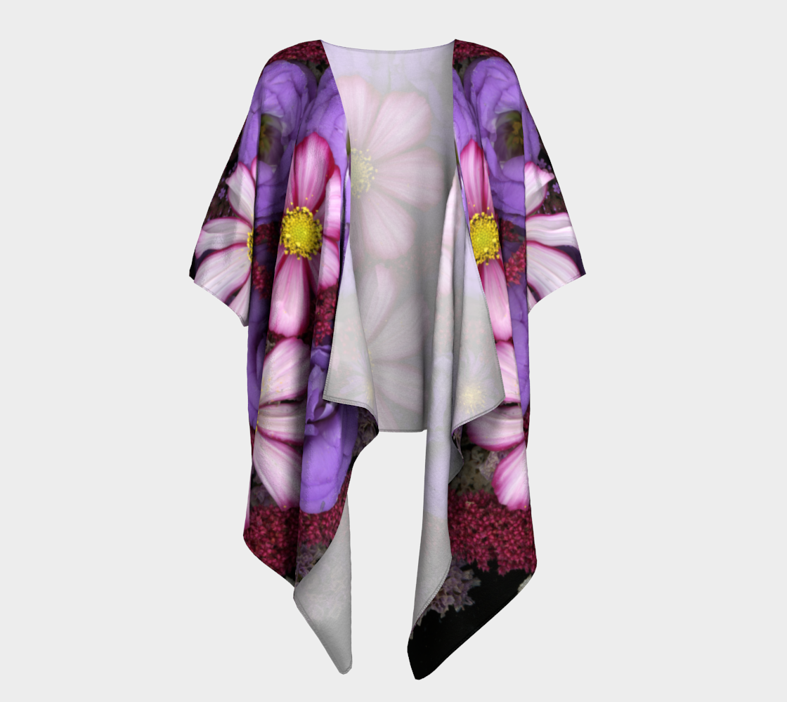 Aperçu de Draped Kimono * Multicolor Floral Shoulder Wrap * Flowered Swimsuit Coverup * Bright Flowers Shawl * Jade's Heart Design