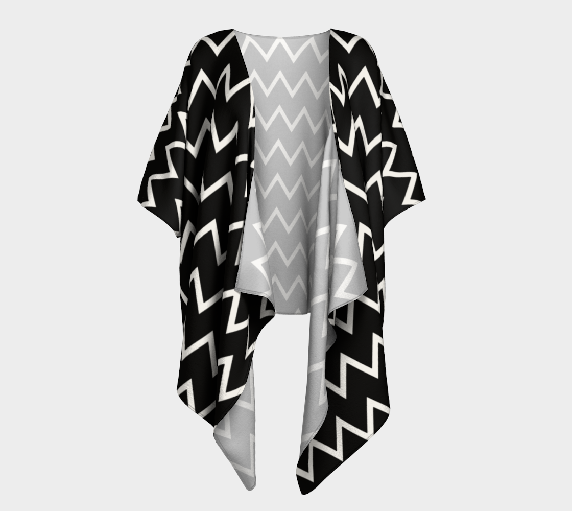 Aperçu de Kimono Drapé Chevrons Blanc/Noir
