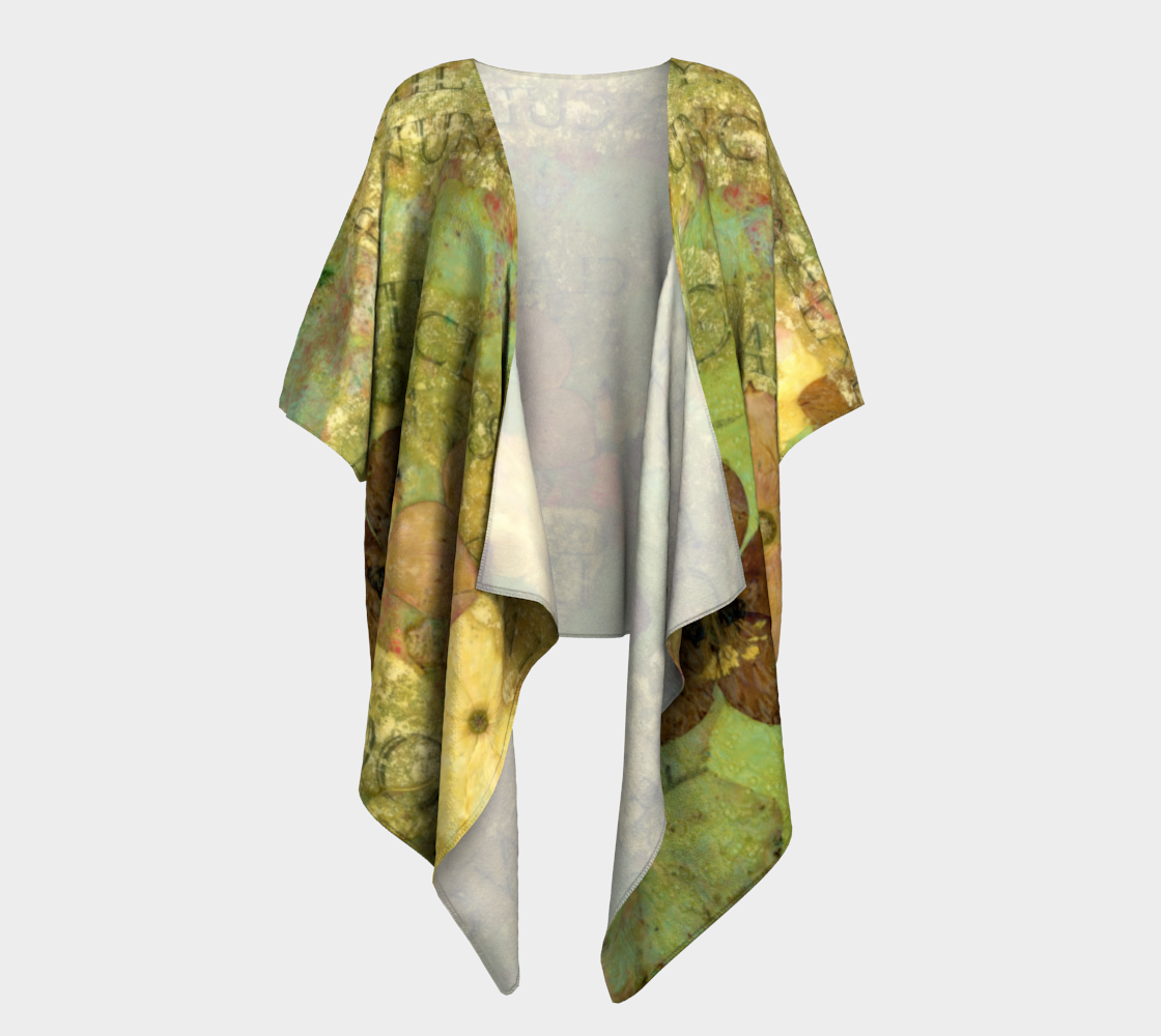 Aperçu de Draped Kimono * Vintage Floral Orchid*Dogwood Blossoms * Swimsuit Coverup * Shoulder Wrap Shawl Robe