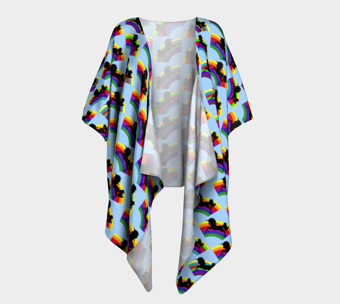 Aperçu de Black Unicorn and Rainbow Blue Draped Kimono, AWSD