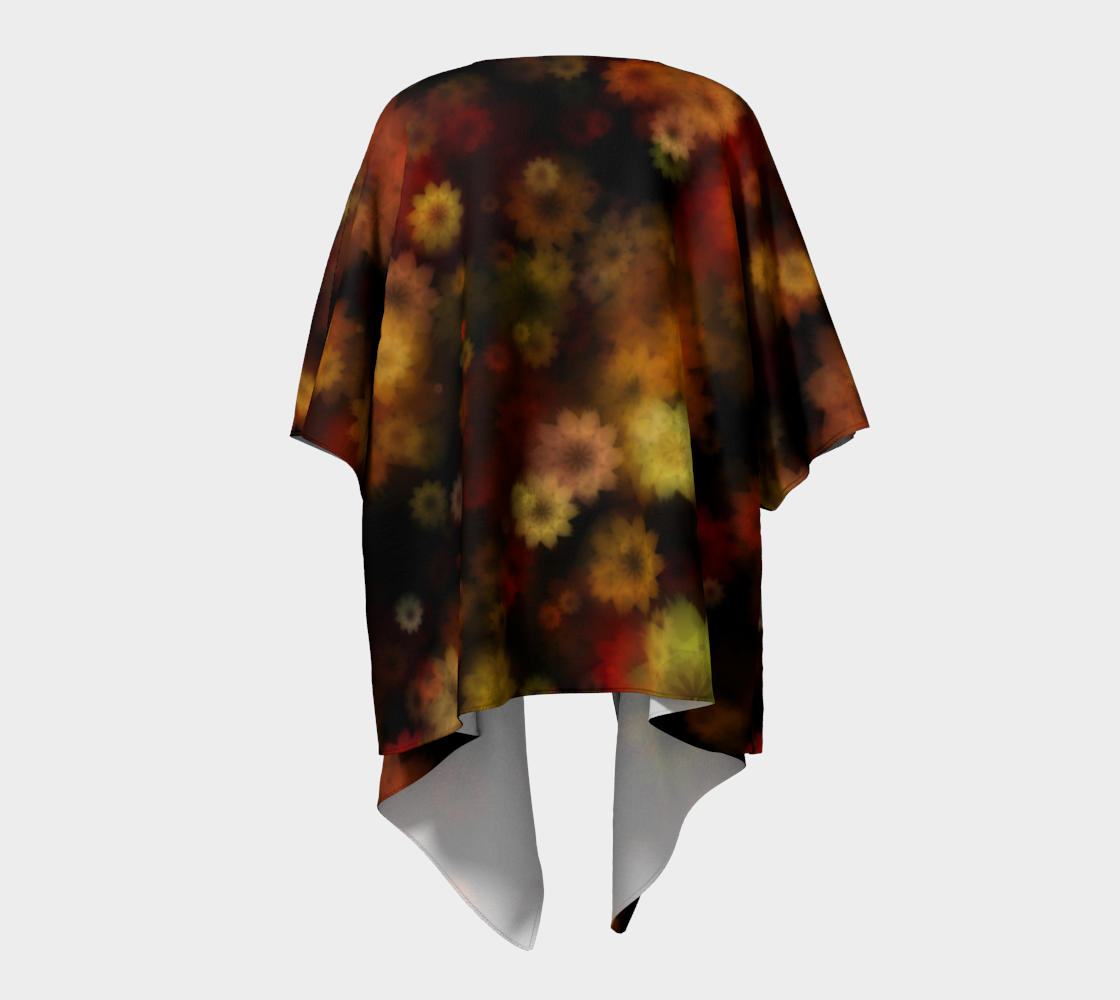 Aperçu de Moody Red Gold Floral Draped Kimono #4