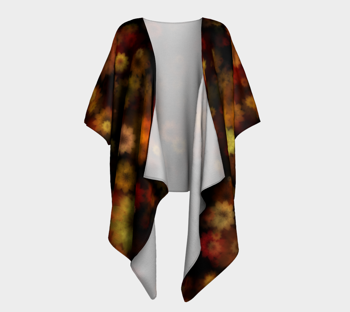 Aperçu de Moody Red Gold Floral Draped Kimono