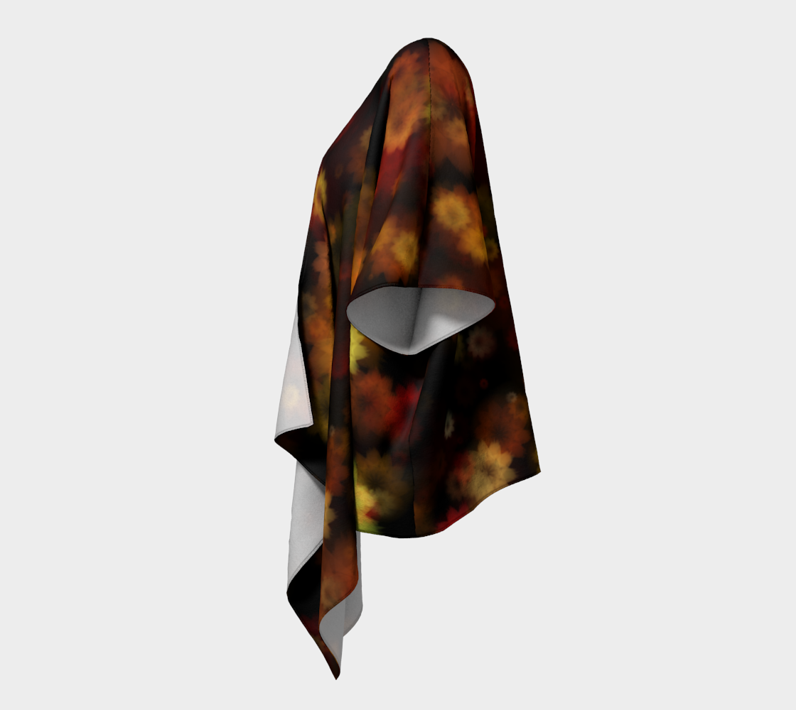 Aperçu de Moody Red Gold Floral Draped Kimono #2