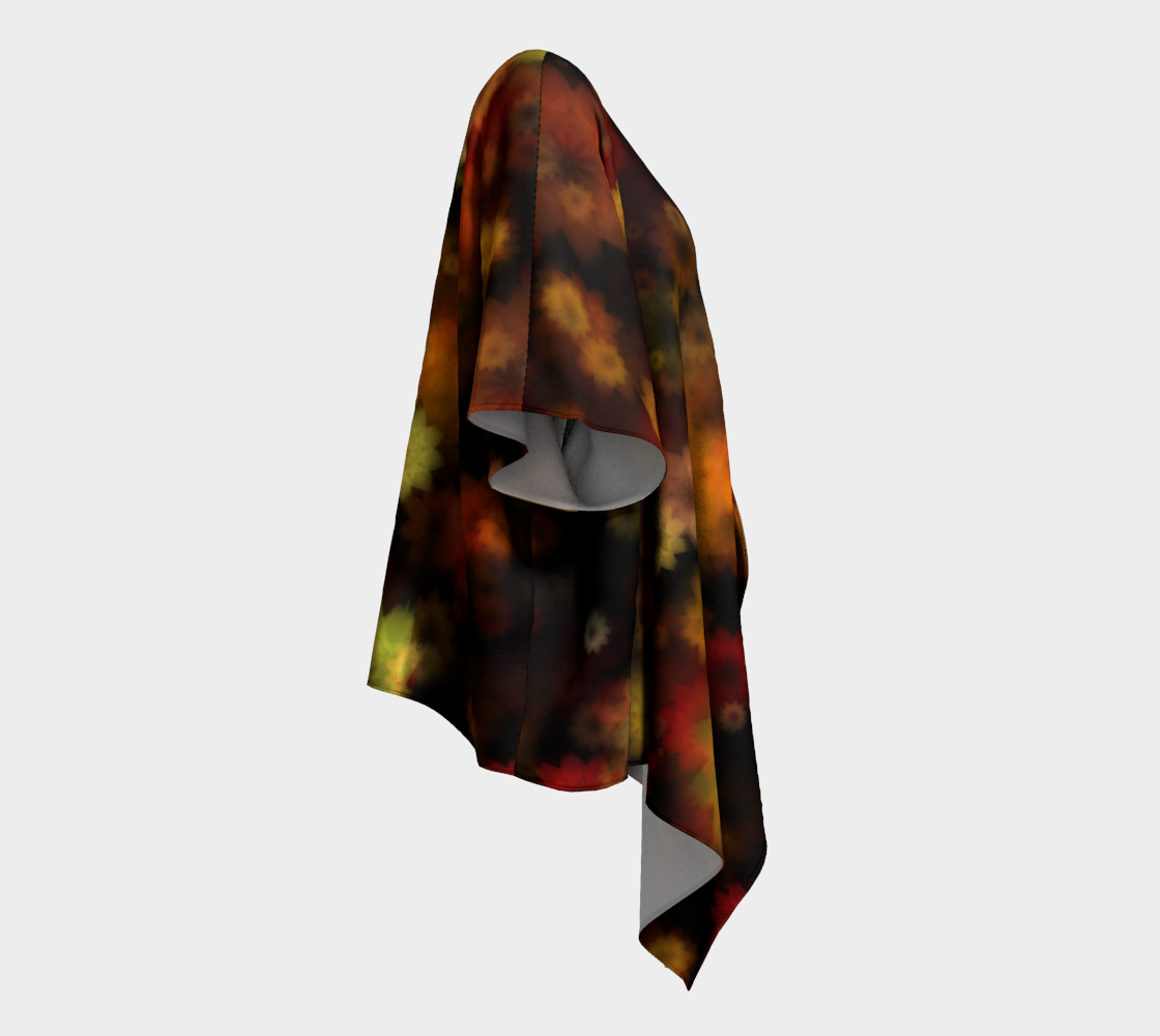 Aperçu de Moody Red Gold Floral Draped Kimono #3