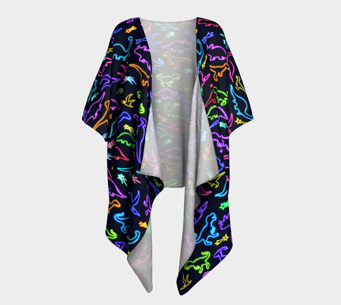 Neon Dinosaurs Draped Kimono  preview
