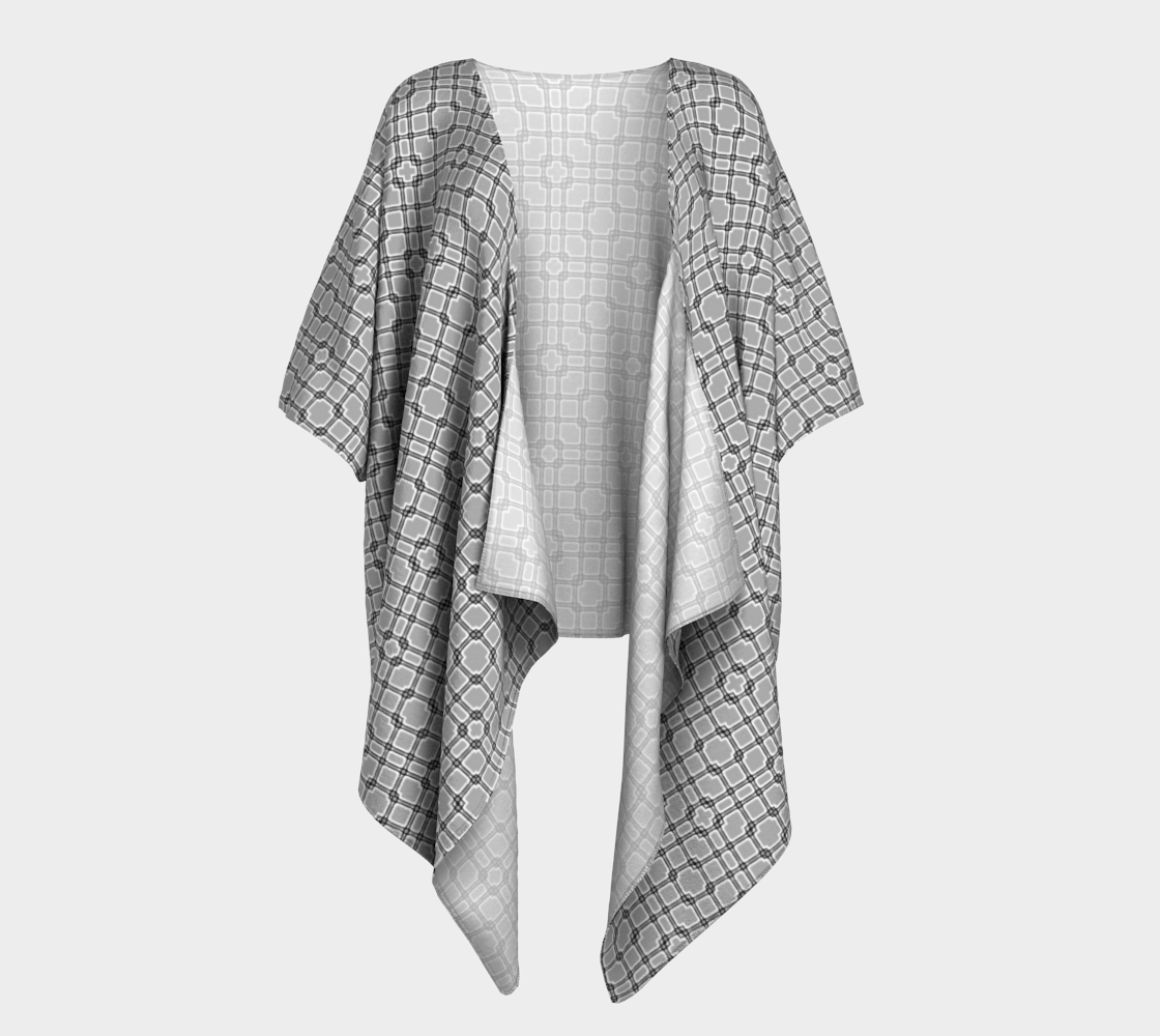 Aperçu de Kimono drapé Abstrait Carreaux Gris #1