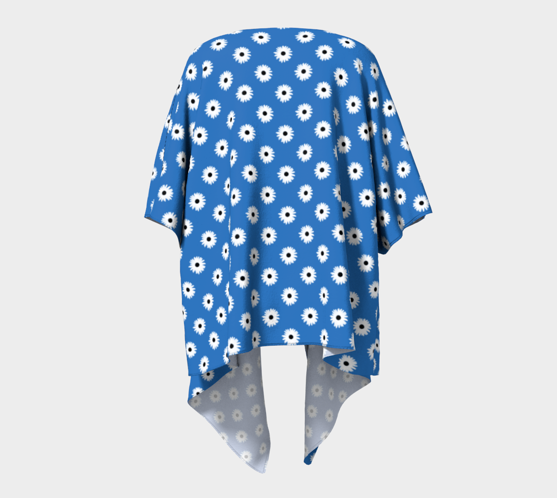 Aperçu de Kimono drapé fleur marguerite Blanc/Bleu #4