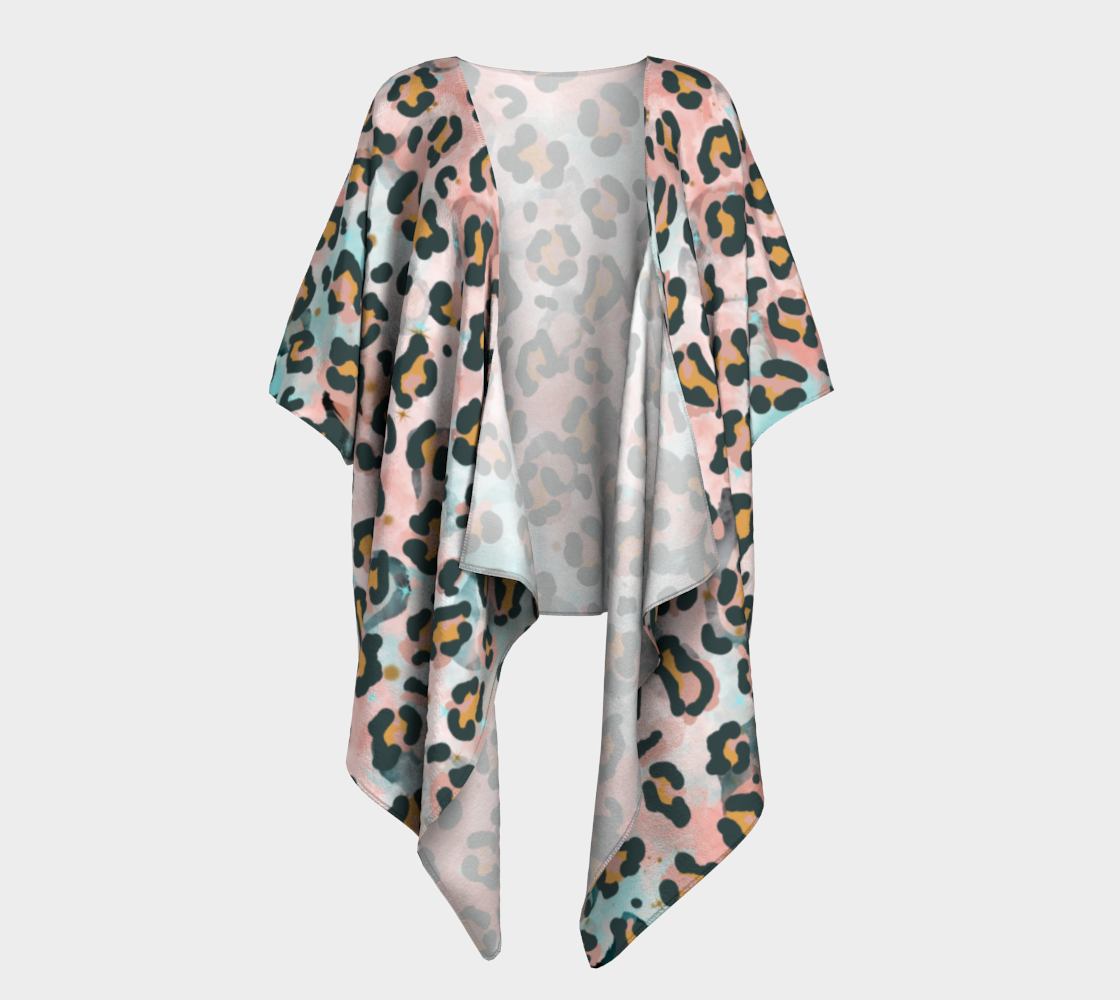 Cotton Candy Leopard print draped kimono preview