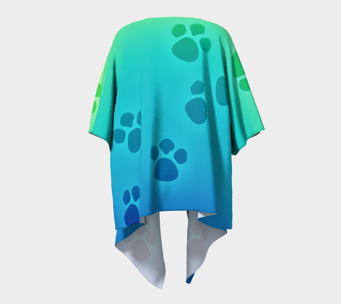 paw prints green to blue draped kimono preview #4