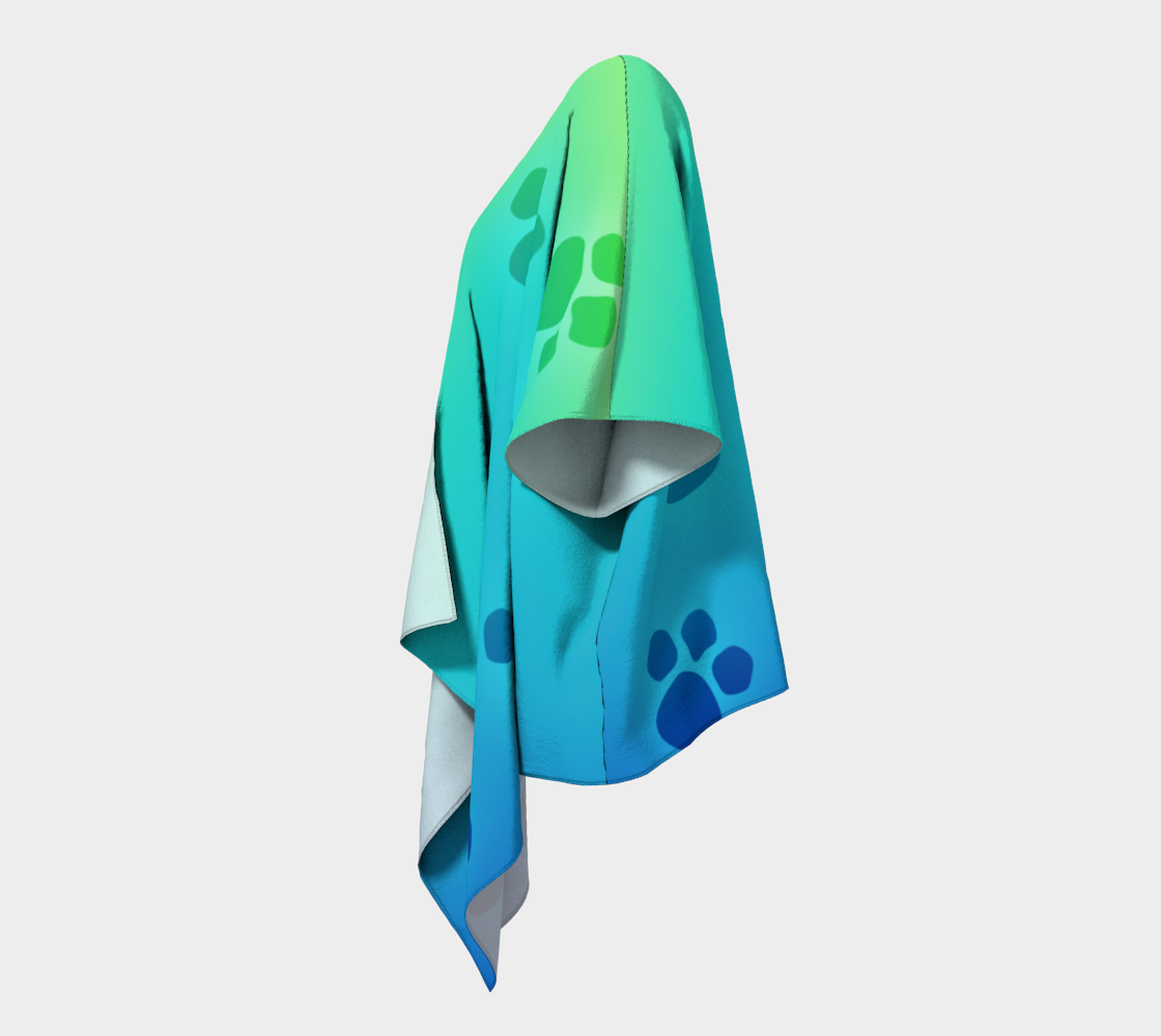 paw prints green to blue draped kimono preview #2