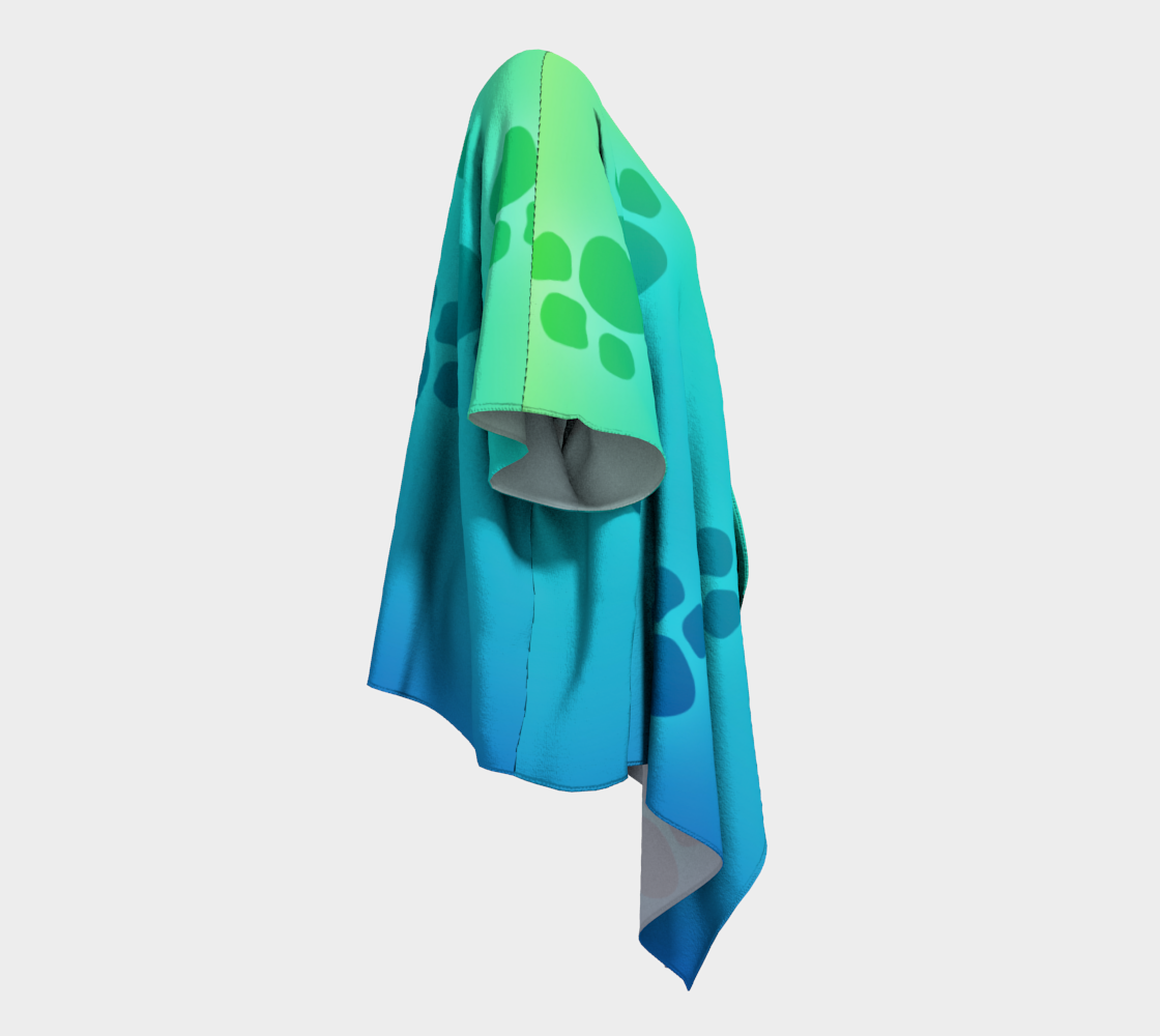 paw prints green to blue draped kimono preview #3
