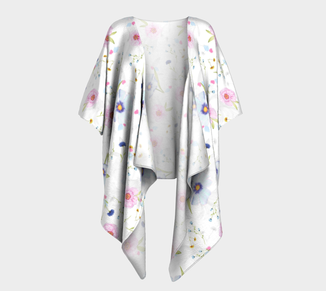 pink and blue floral draped kimono preview #1