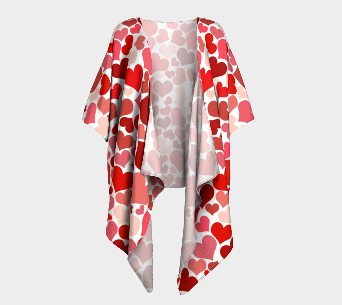 pink and red valentines love hearts draped kimono preview #1