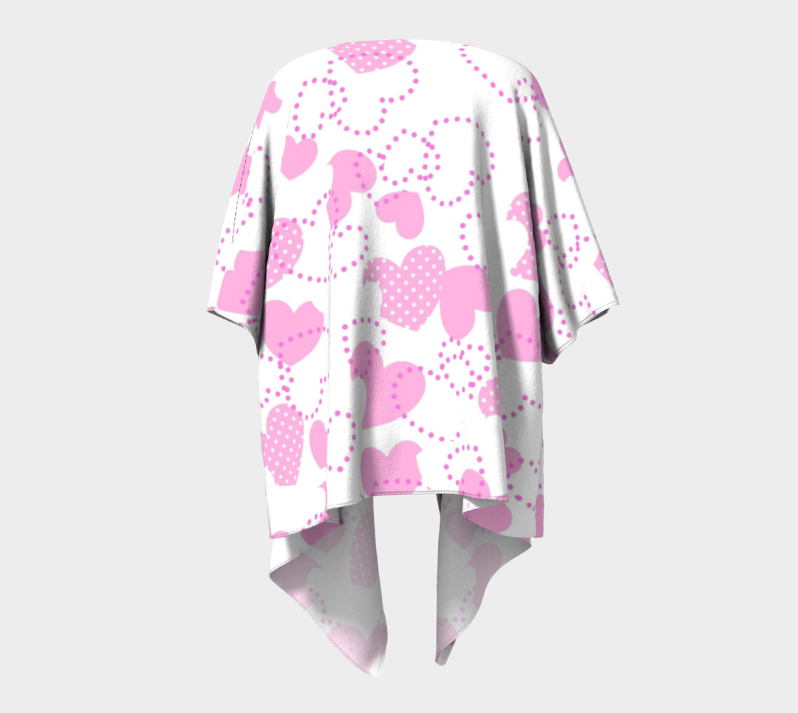 pink dotted hearts valentine draped kimono preview #4