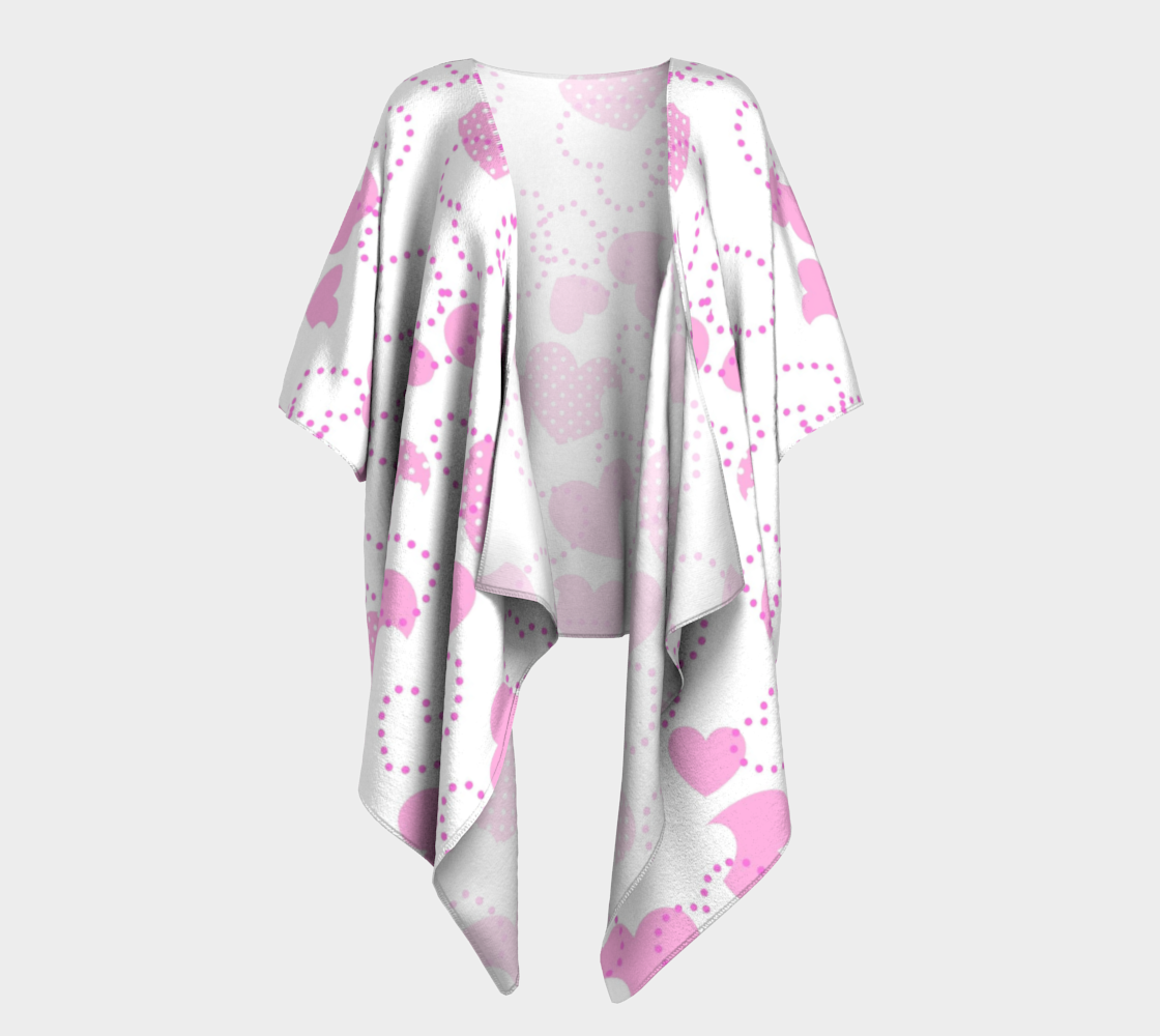 pink dotted hearts valentine draped kimono preview #1