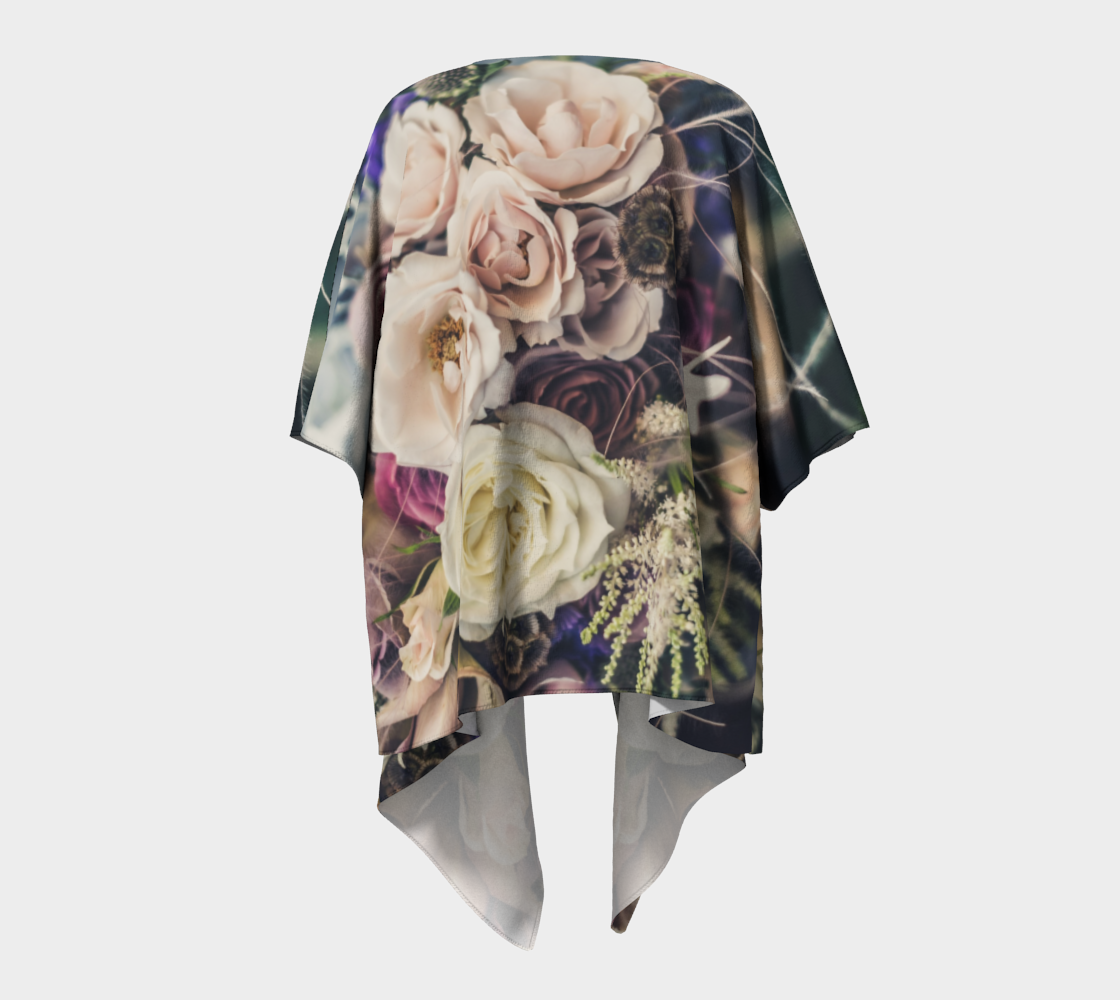 pink and white vintage roses draped kimono preview #4