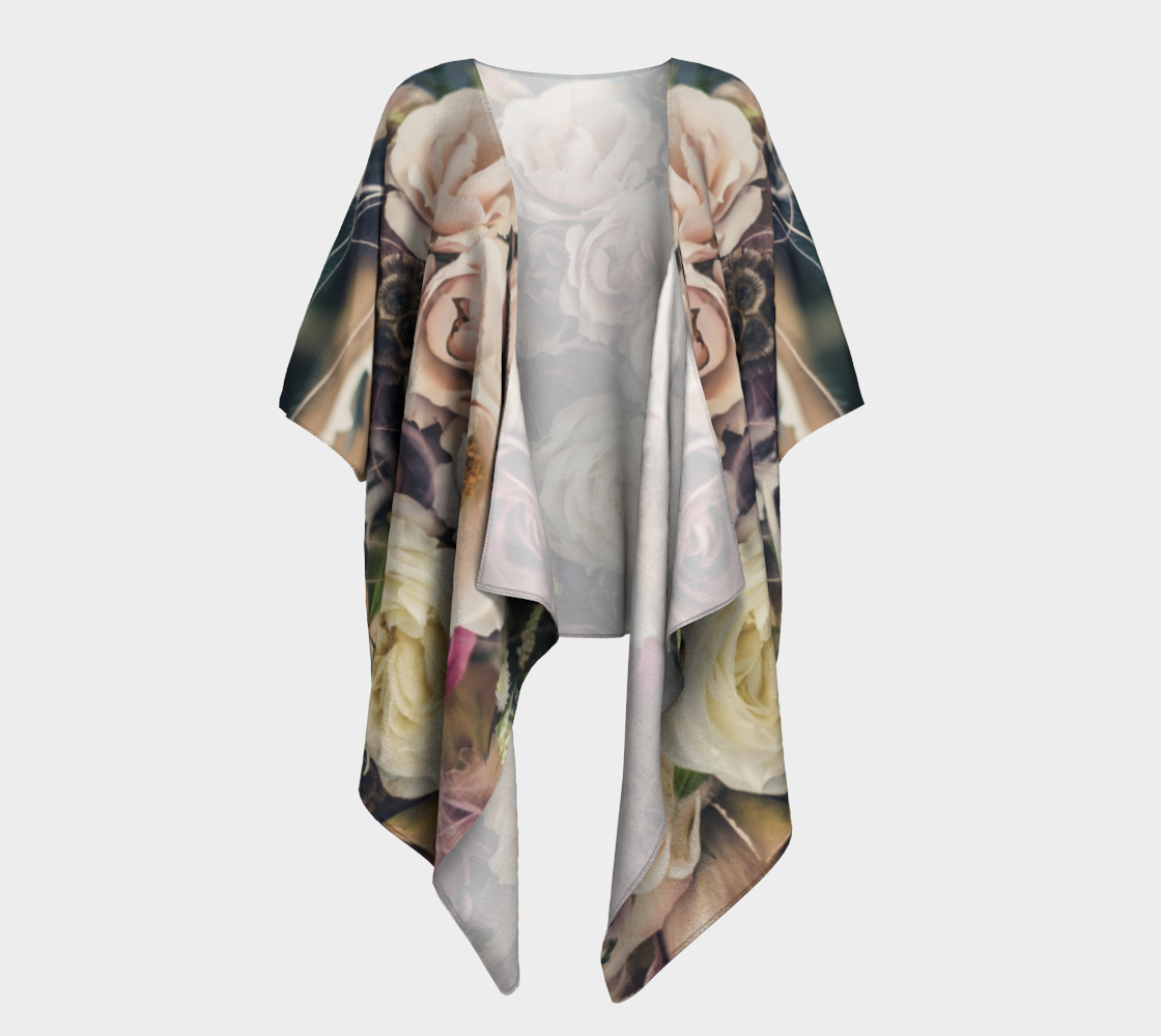 pink and white vintage roses draped kimono preview #1