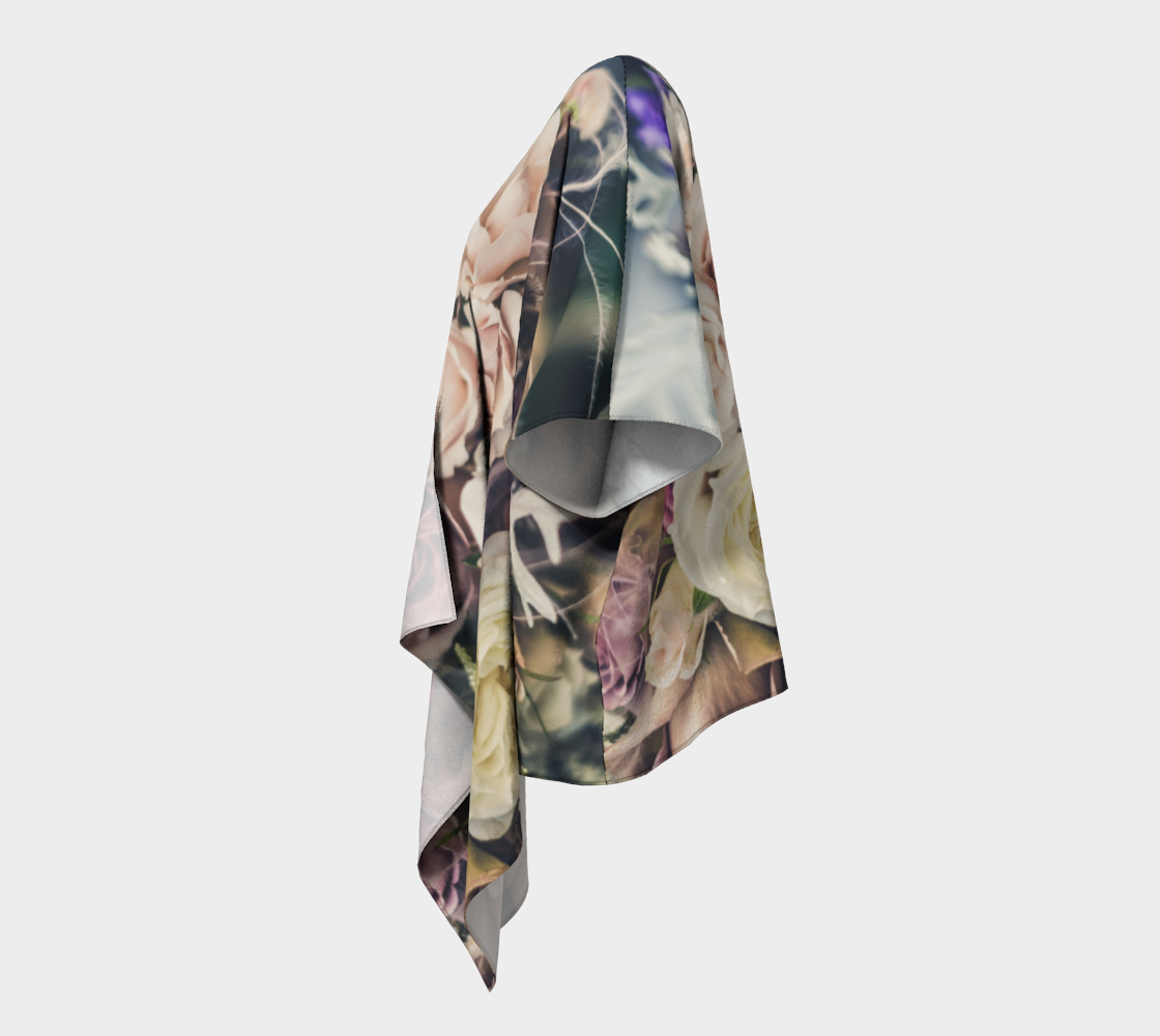 pink and white vintage roses draped kimono preview #2