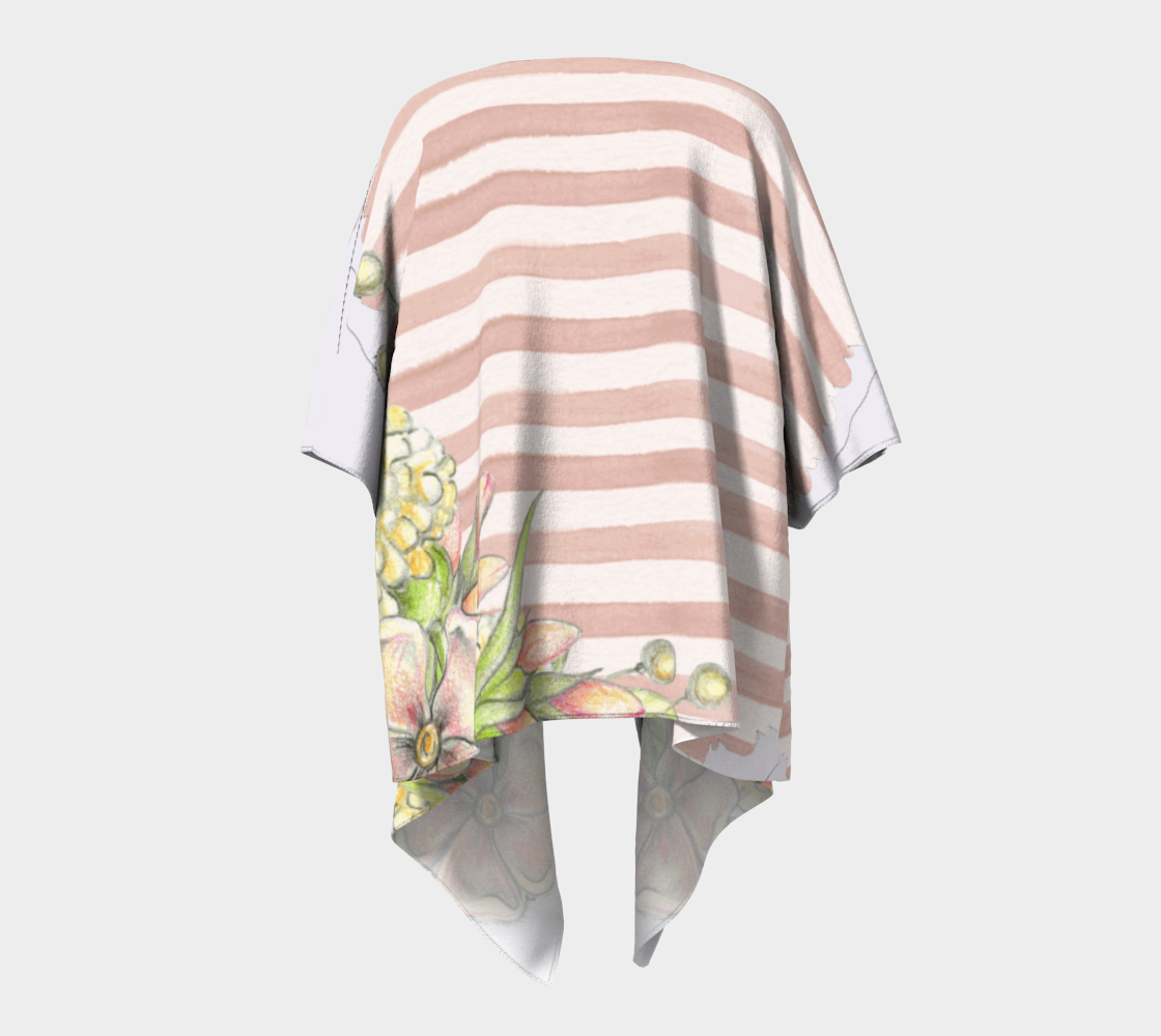 pink floral and stripes chic draped kimono preview #4