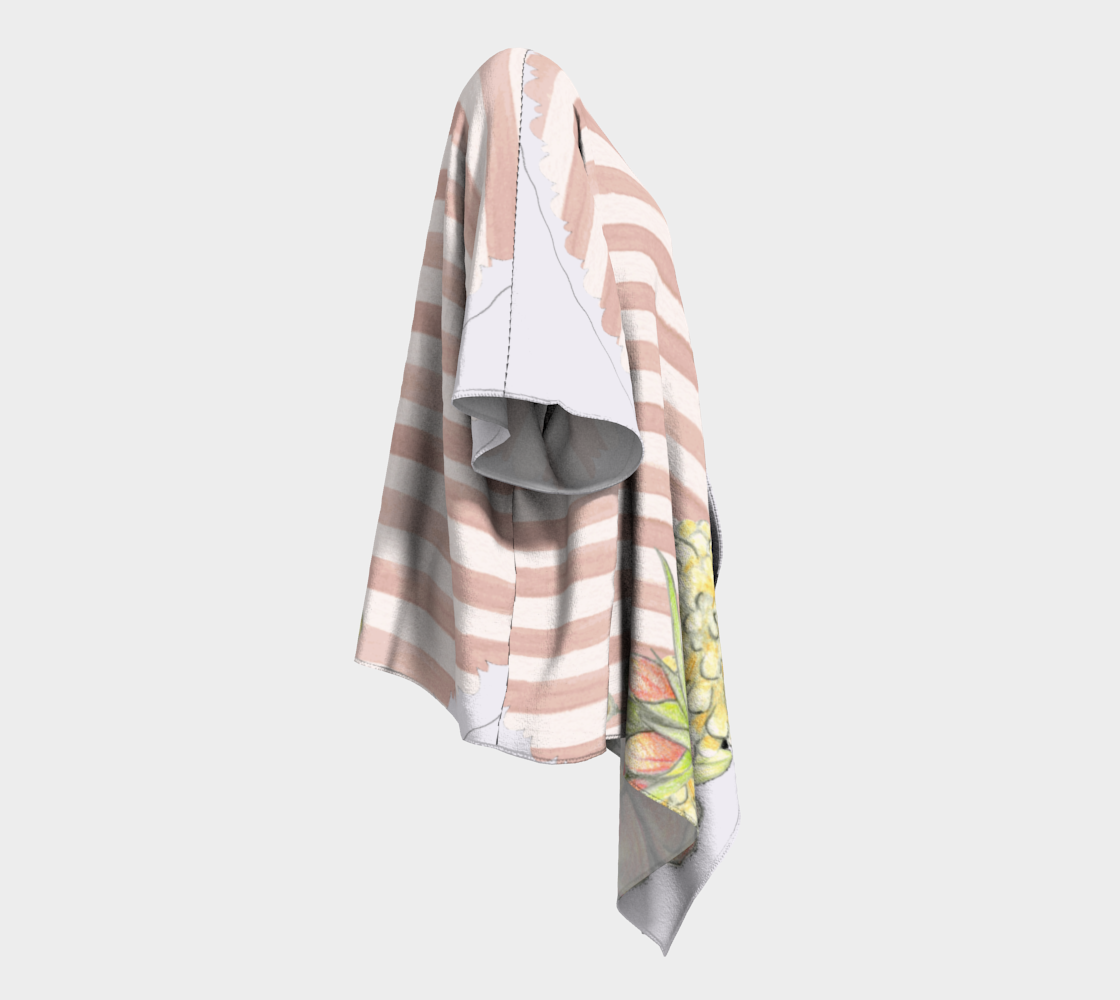 pink floral and stripes chic draped kimono preview #3