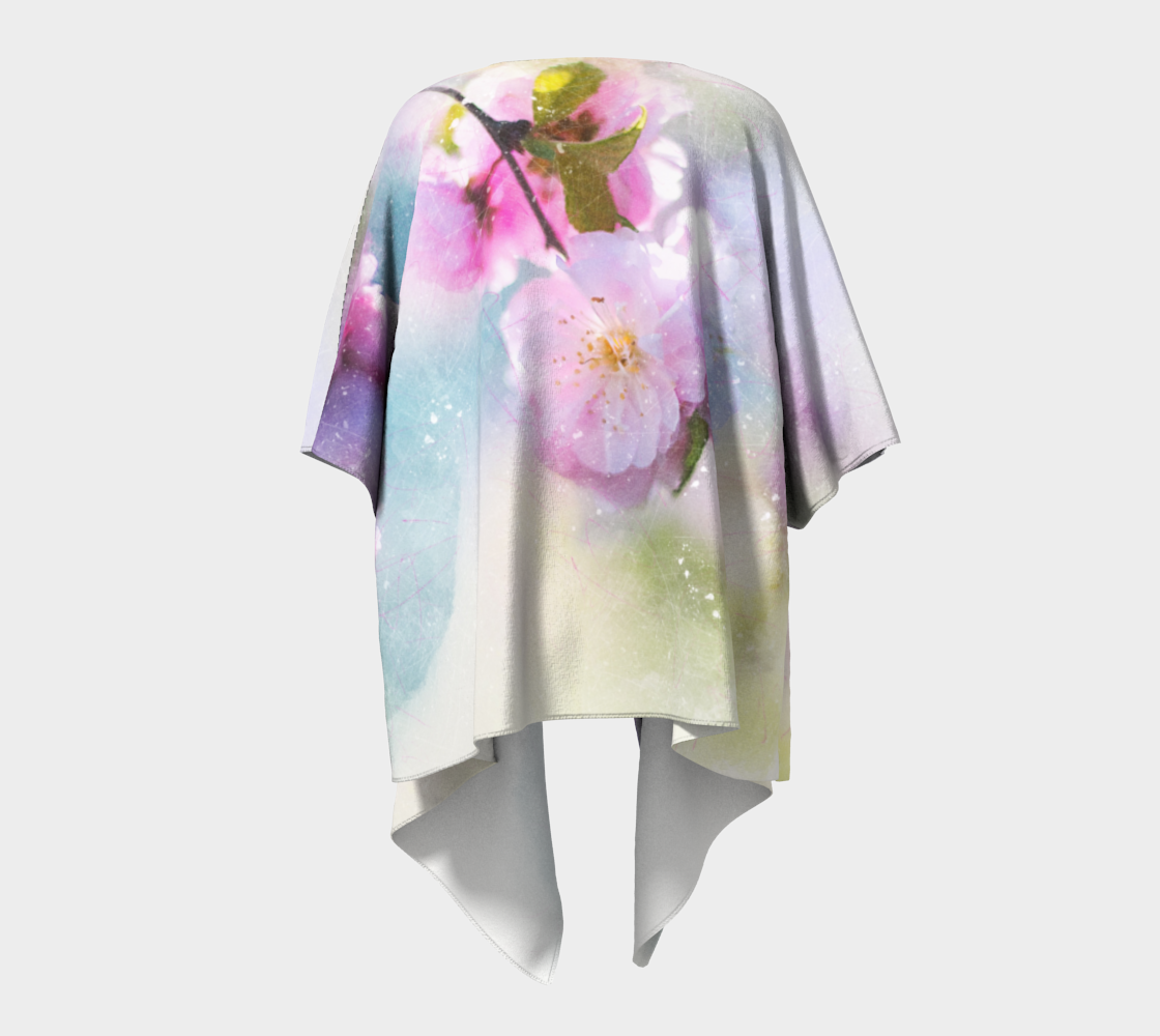 pink flowers in watercolor draped kimono preview #4