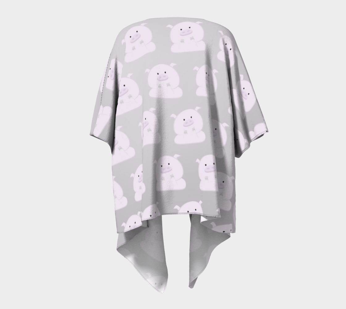 pink piggies on gray draped kimono preview #4