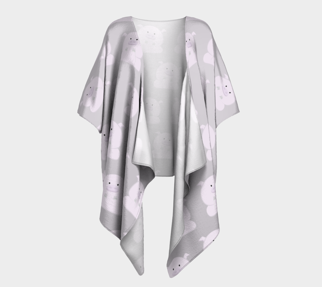 pink piggies on gray draped kimono preview #1