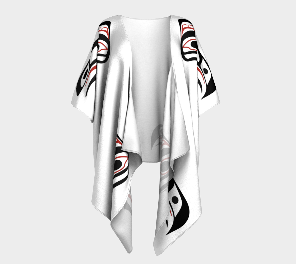 Eagle Raven Tlingit Haida Tribal Design Draped Kimono White preview