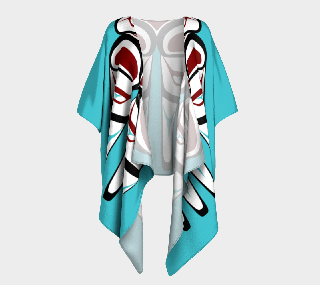 Tlingit Eagle Draped Kimono Teal preview