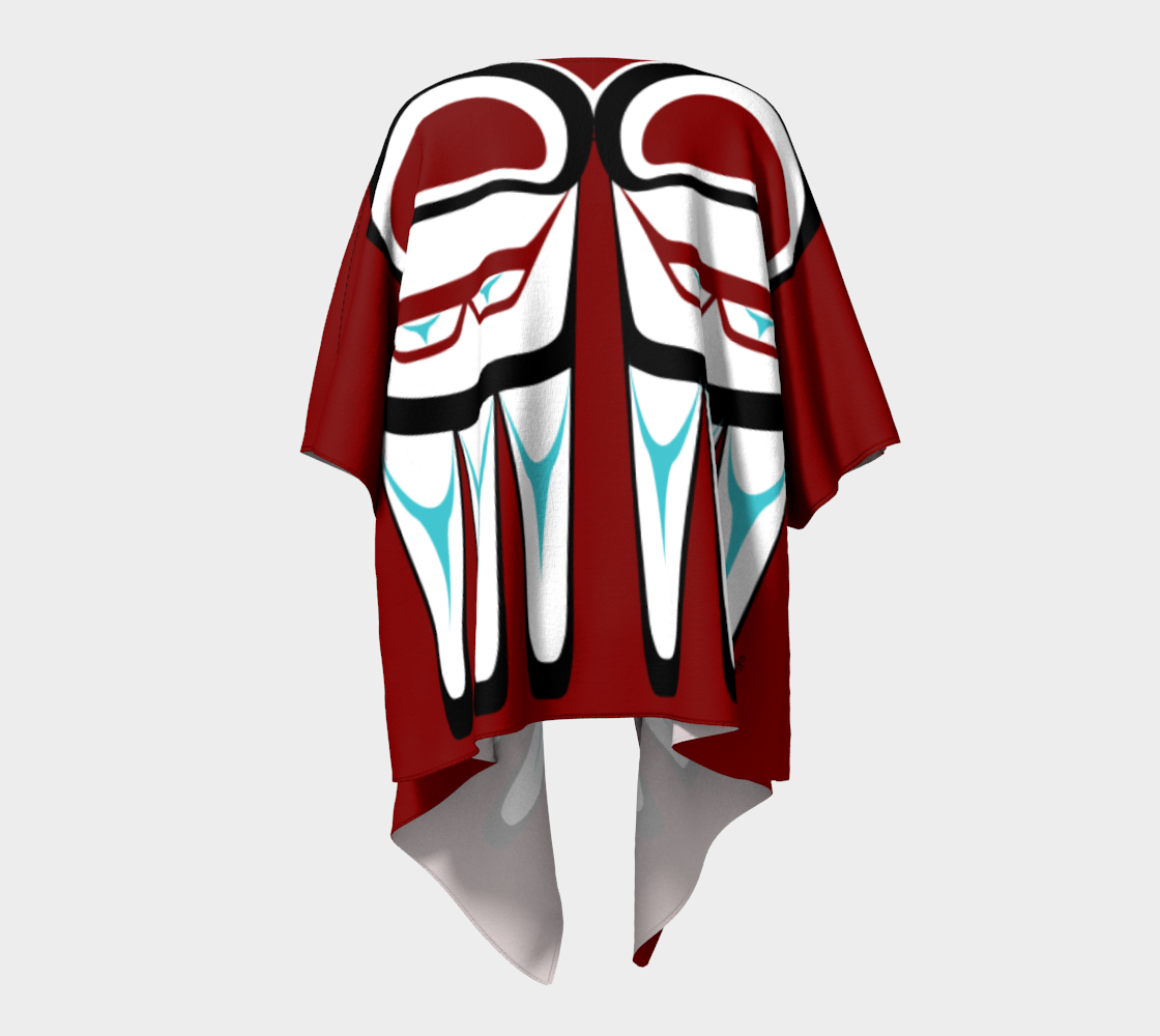 1 - Tlingit Eagle Draped Kimono Burgandy preview #4
