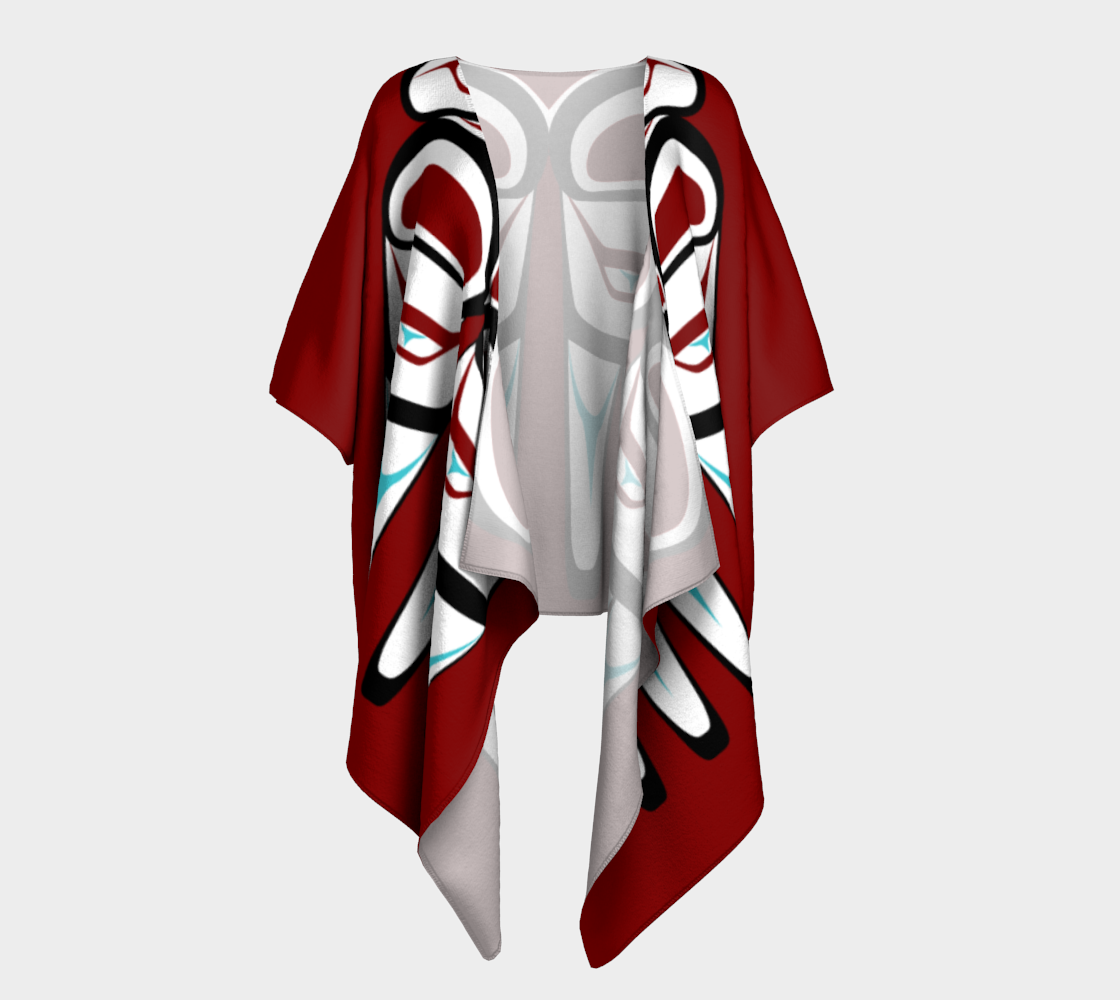 Tlingit Eagle Draped Kimono Burgandy preview #1