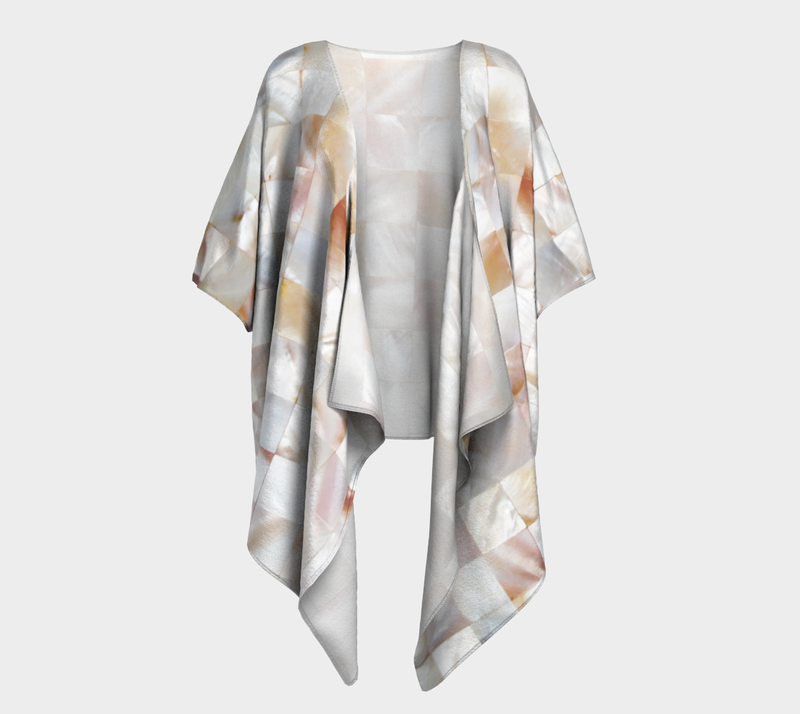 Aperçu de Mother of Pearl, Exotic Tiles Photography, Neutral Minimal Geometrical Graphic Design Draped Kimono #1