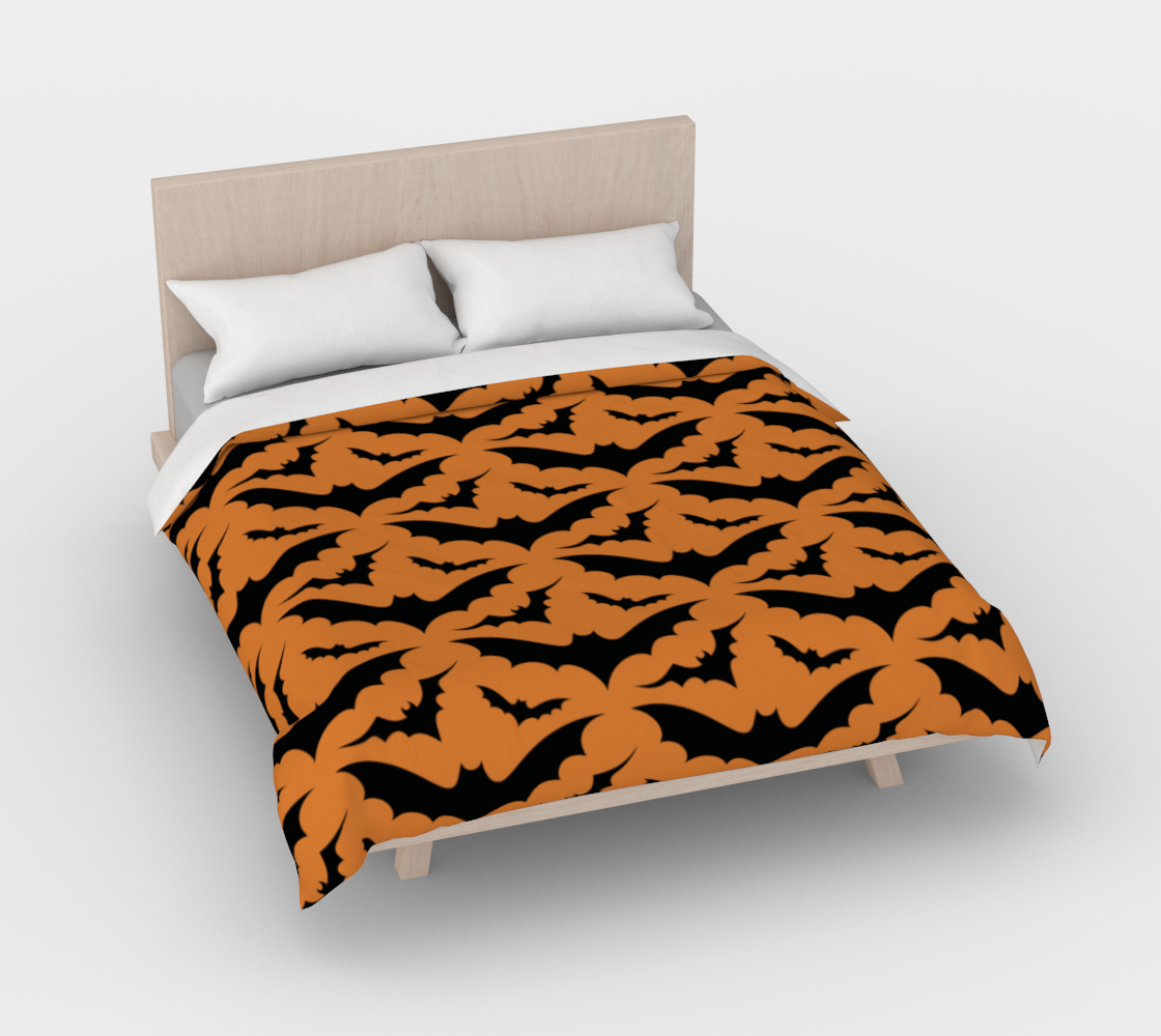 Aperçu de Orange Bats Duvet Cover #3