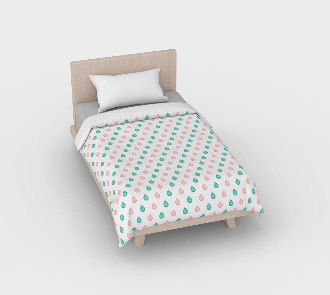 Teal blue and coral pink raindrops Duvet Cover preview #1