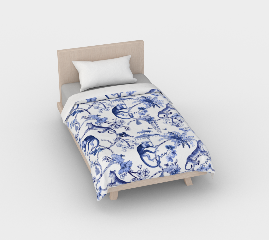 Aperçu de Chinoiserie Duvet Cover - "Chinoiserie Whimsy" | Blue and White #1