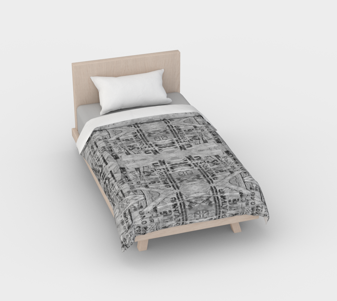Vitalsole Black Grey Duvet Cover Typography Art Stamped OSB Tribal Design by Olivia M. Lake preview