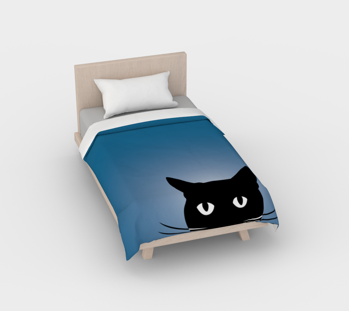 Aperçu de Black Cat on Blue - Duvet Cover