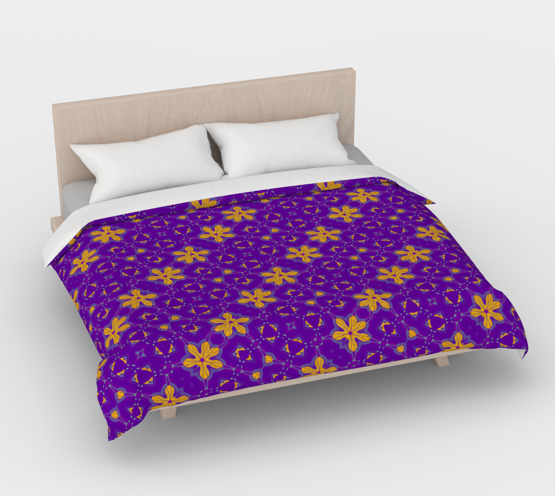 Aperçu de Yellow Flowers on Purple Duvet Cover #4