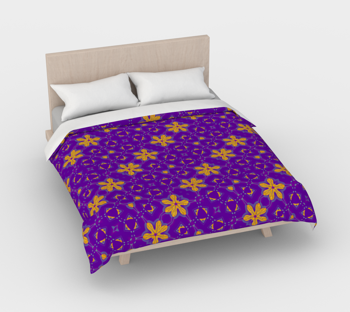 Aperçu de Yellow Flowers on Purple Duvet Cover #3