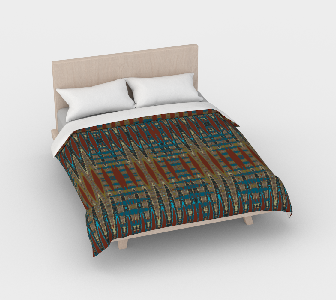 Southwestern Mosaic Rust Brown Teal Zigzag Abstract 3D preview