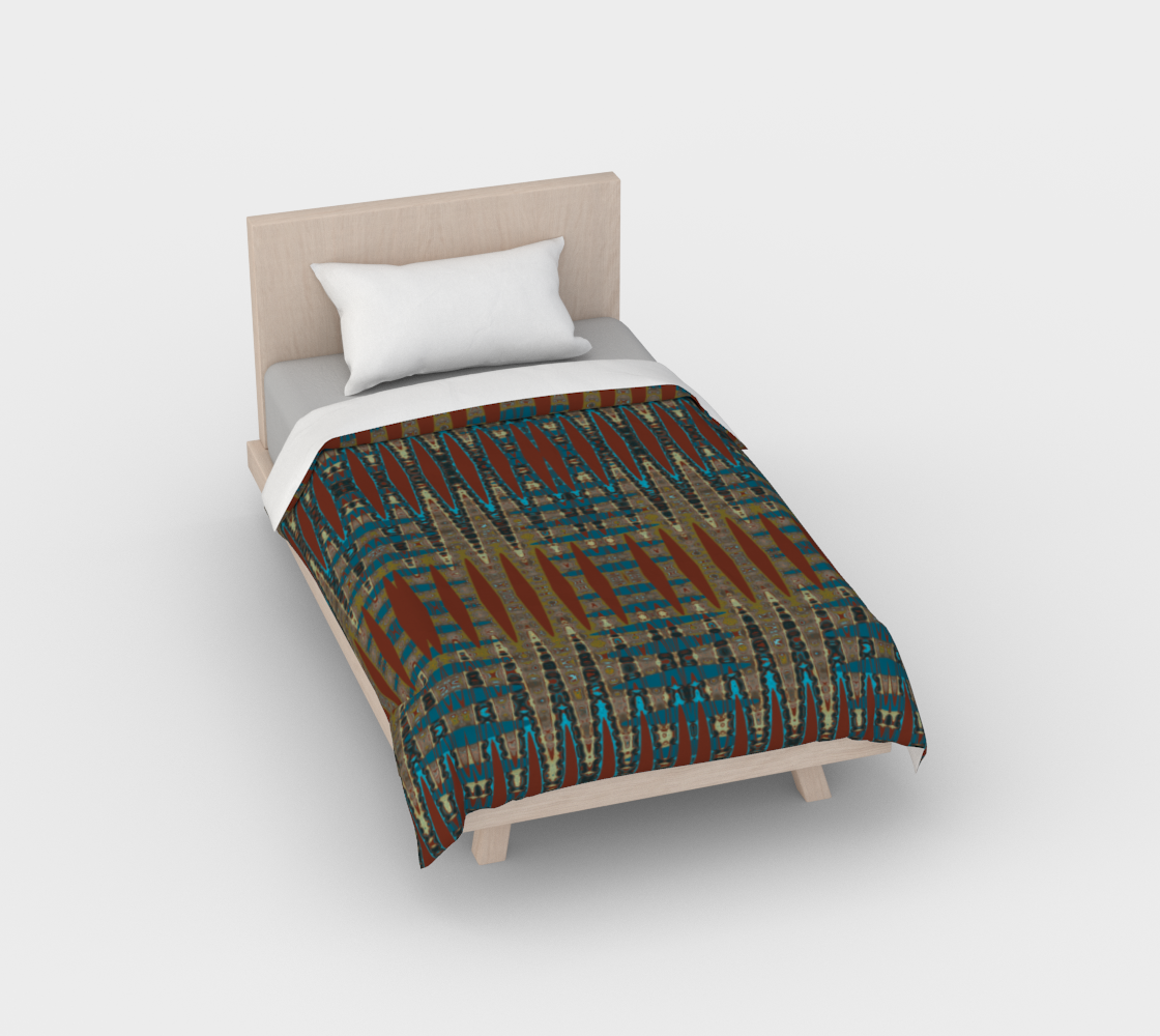 Southwestern Mosaic Rust Brown Teal Zigzag Abstract 3D preview