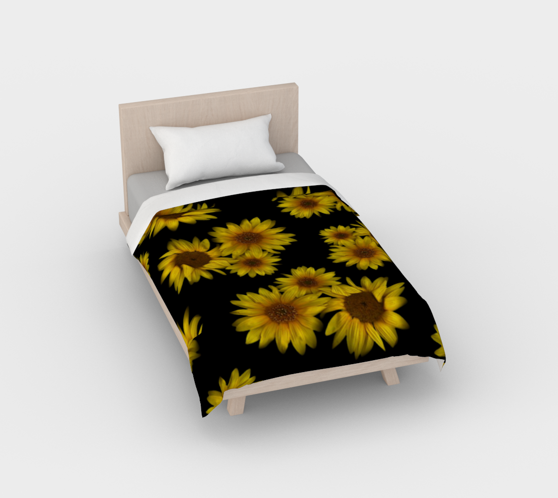 Duvet Cover * Sunflowers on Black Floral Bedding * Comforter Cover Yellow Flowers * King*Queen*Full*Twin * Sunflower Triple aperçu