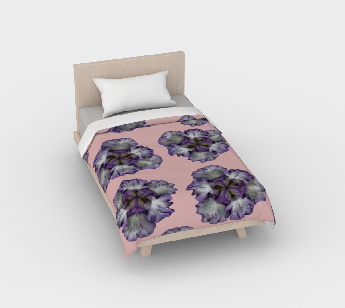 Aperçu de Duvet Cover * Purple Bearded Iris on Pink * Twin*Full*Queen*King Comforter Cover* Floral Bedding