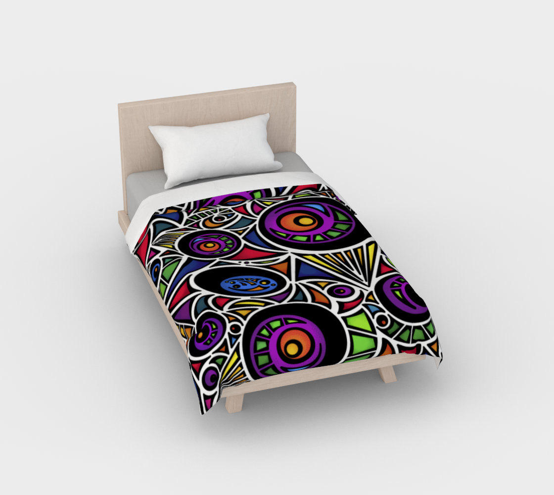 Colorful Neon Geometric Abstract with Black Lines - Duvet Cover aperçu