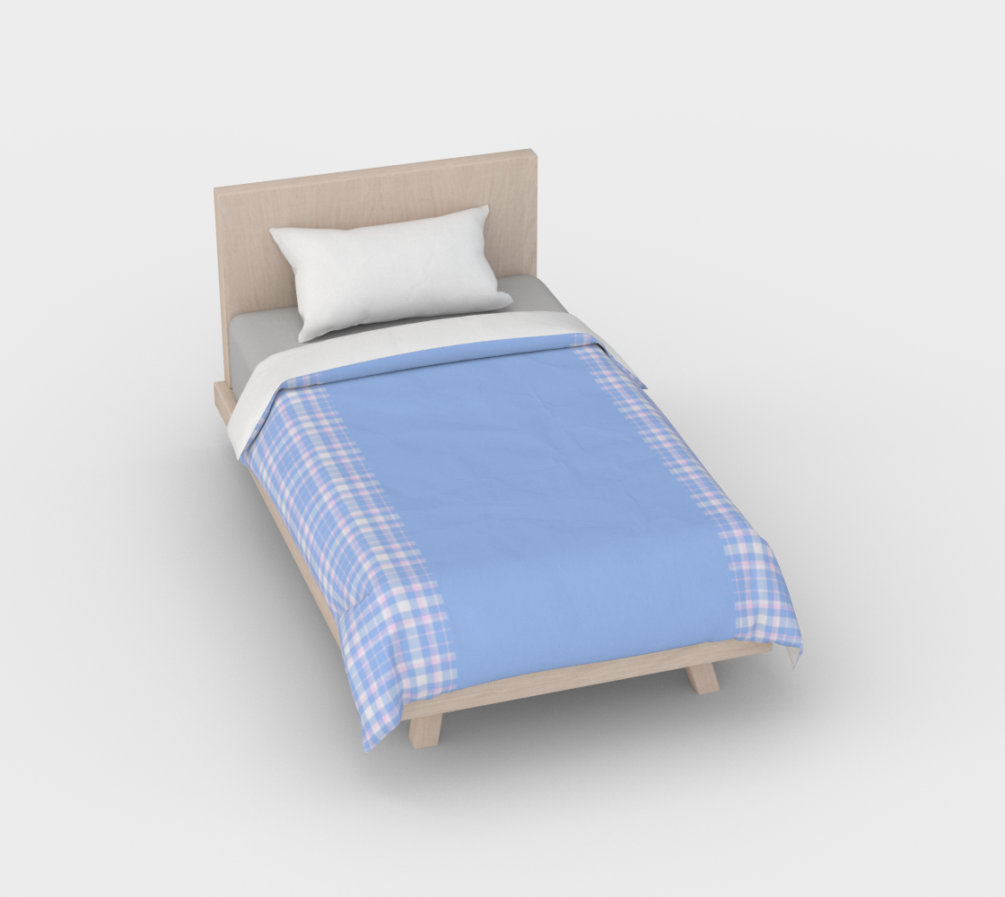 Blue & White Plaid Duvet Covers with Pink Accents preview