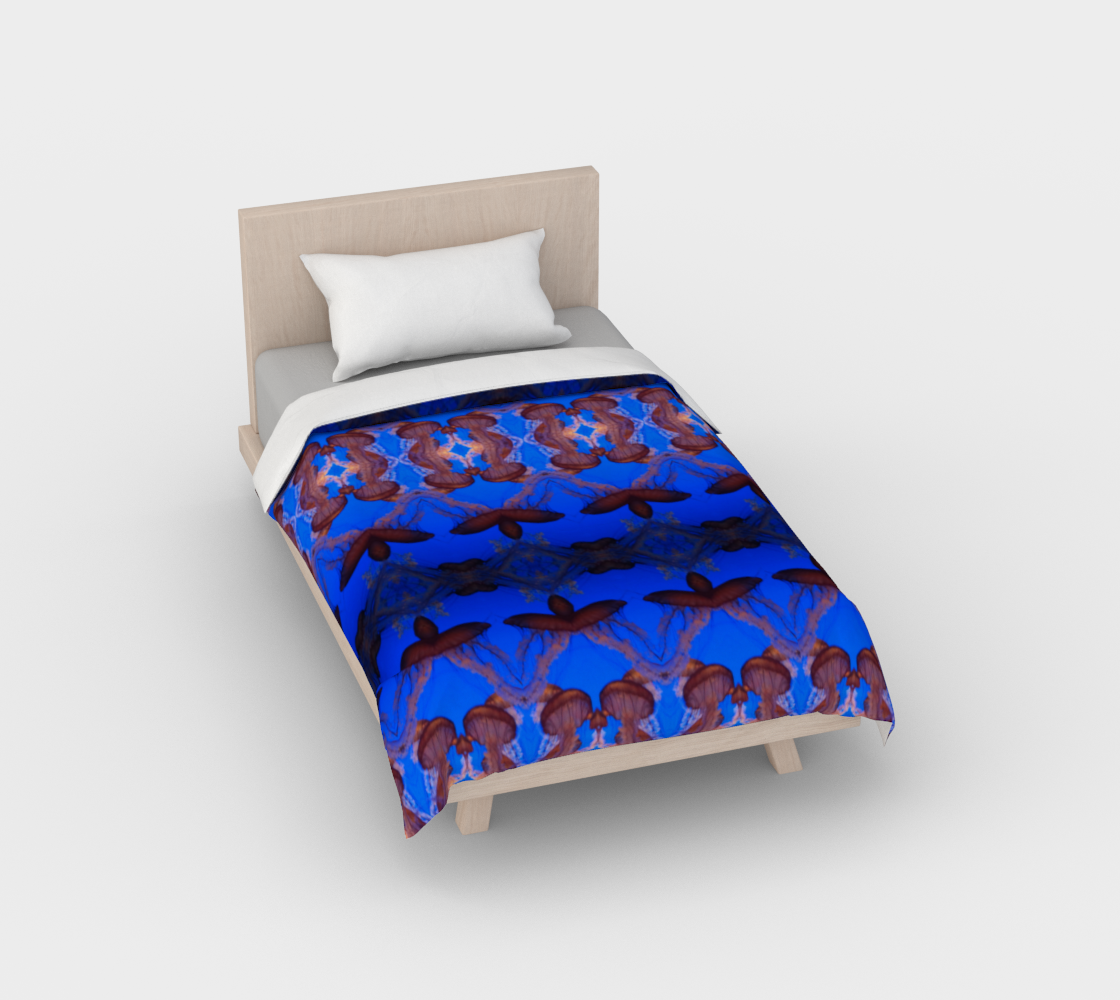 Blue Sea Red Jellyfish duvet preview