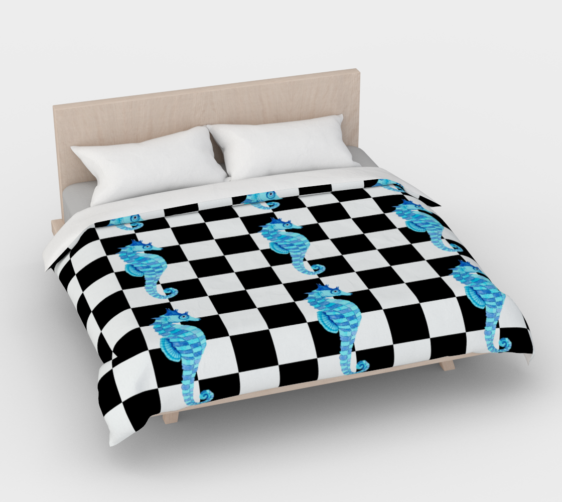 Aperçu de Blue Seahorse Chess Duvet Cover #4