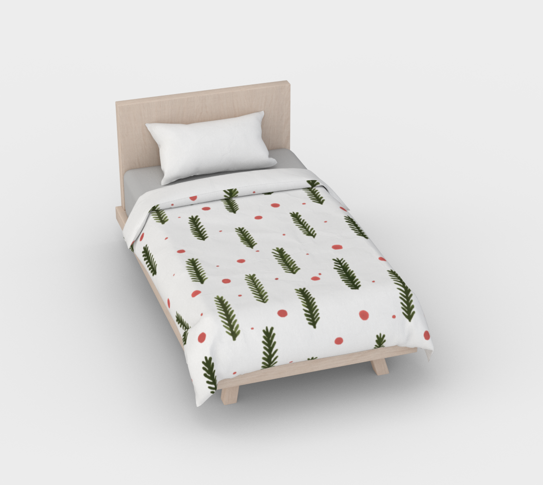 Sap green branches and berries duvet cover preview