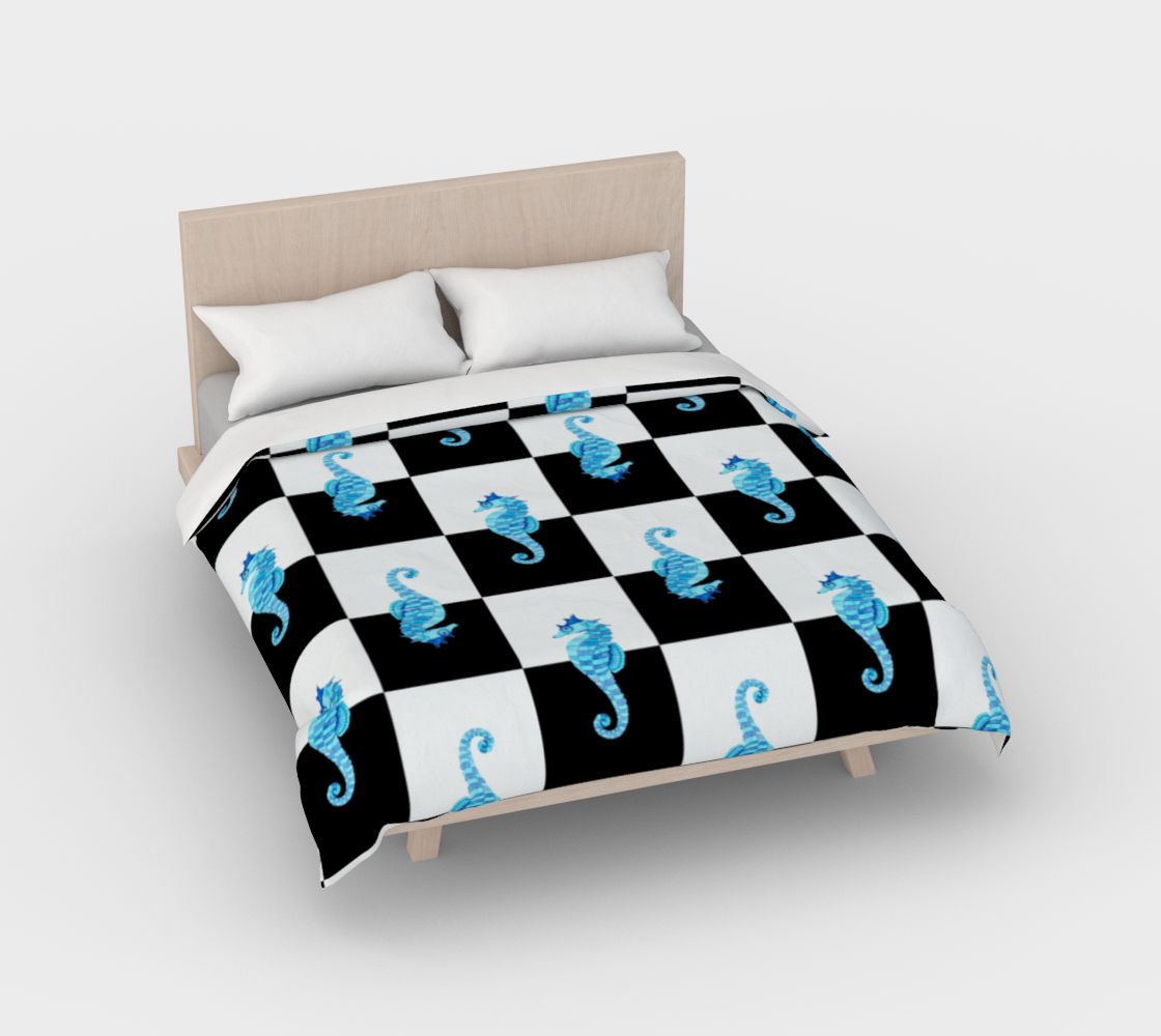 Aperçu de Blue Seahorse Chess Duvet Cover II #2