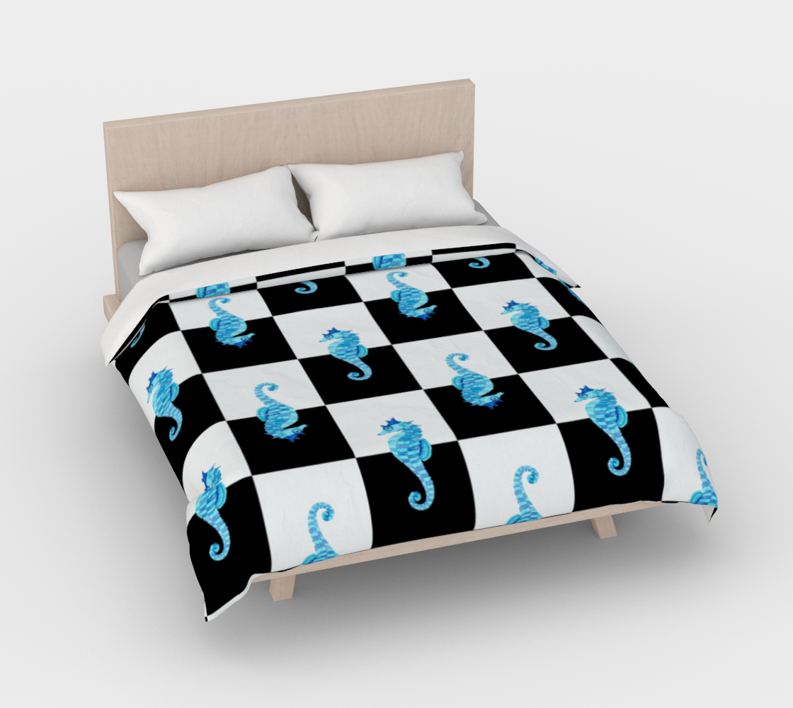 Aperçu de Blue Seahorse Chess Duvet Cover II #3